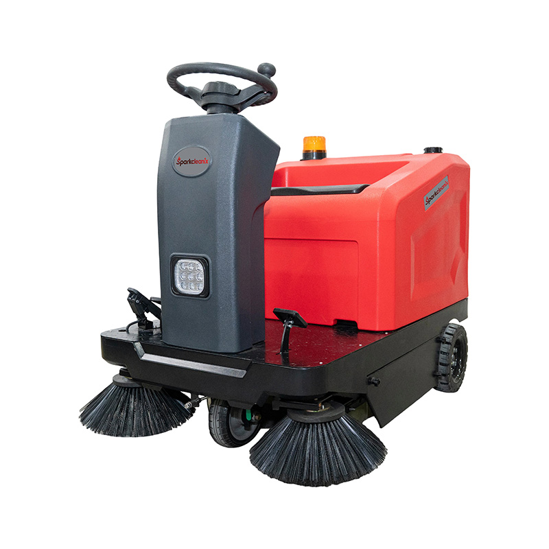 SD1000 Ride on Floor Sweeper Machine 39" Clean Width Lithium Battery Powered High Efficiency, for Garages Warehouses Roads Schools Hospitals Malls