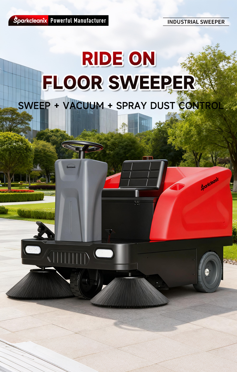 Ride on electric floor sweeper 