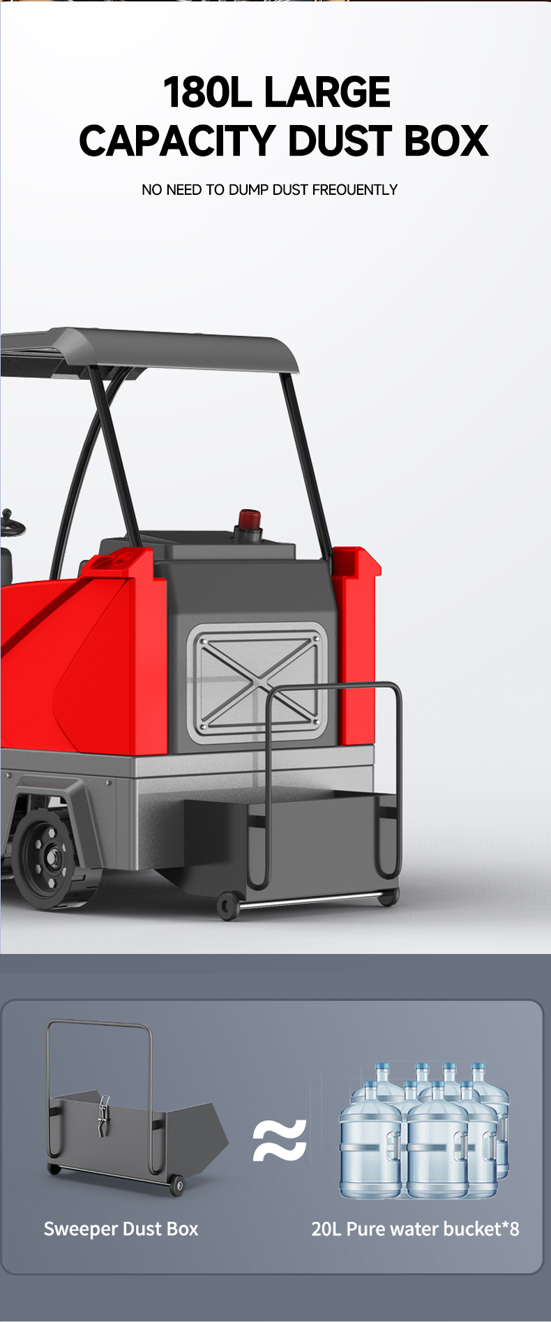 Semi-enclosed ride on battery powered floor sweeper 
