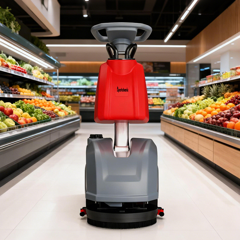 Hand push floor scrubber machine