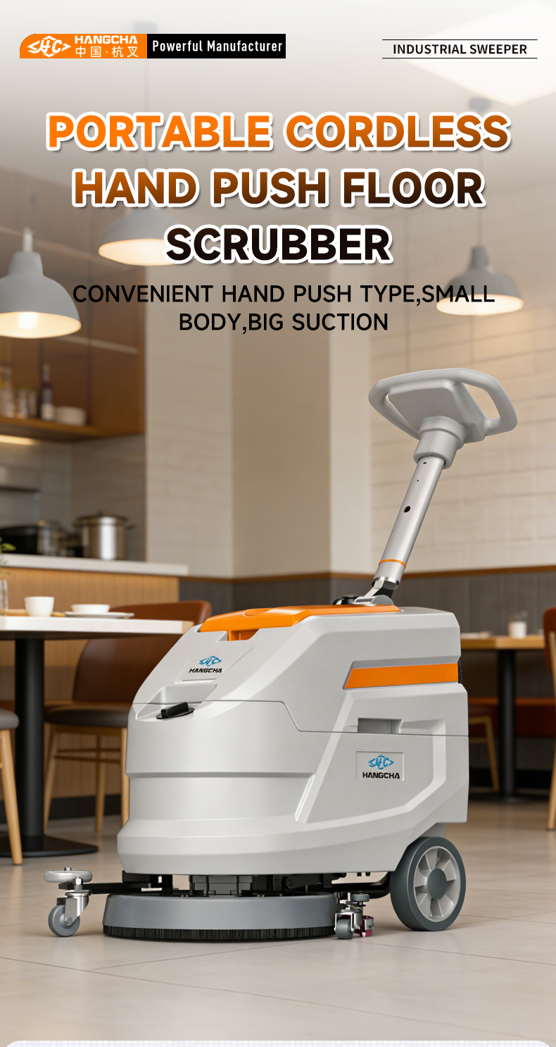 foldable handle hand push floor scrubber 