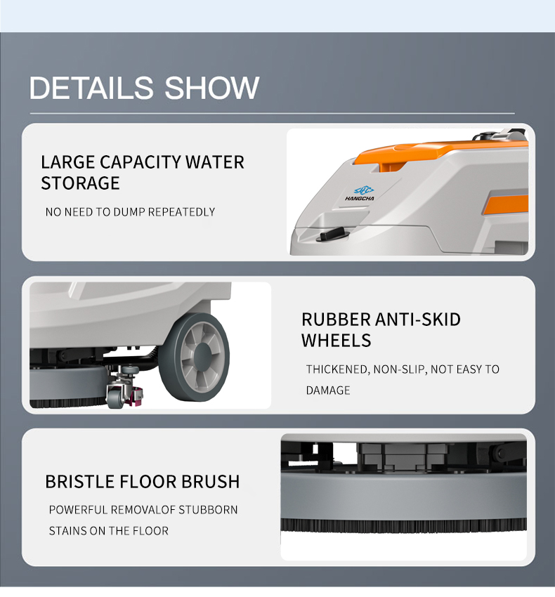 foldable handle hand push floor scrubber 